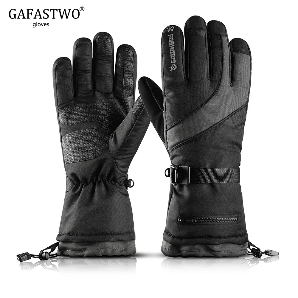 Tanie Męskie zimowe rękawice narciarskie cztery warstwy wodoodporne i aksamitne ciepłe rękawiczki do ekranu dotykowego damskie jazda na zewnątrz antypoślizgowe kieszonkowe rękawiczki