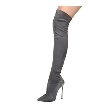 

YECHNE Women Sexy About The Knees Laarzen Winter Woman High Hook Shoes Plus Size 33 43 Black Grey Fashion by High Laarzen