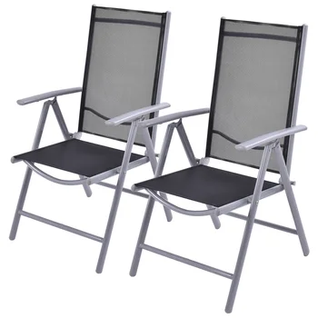 

Costway Set of 2 Patio Folding Chairs Adjustable Reclining Indoor Outdoor Garden Pool