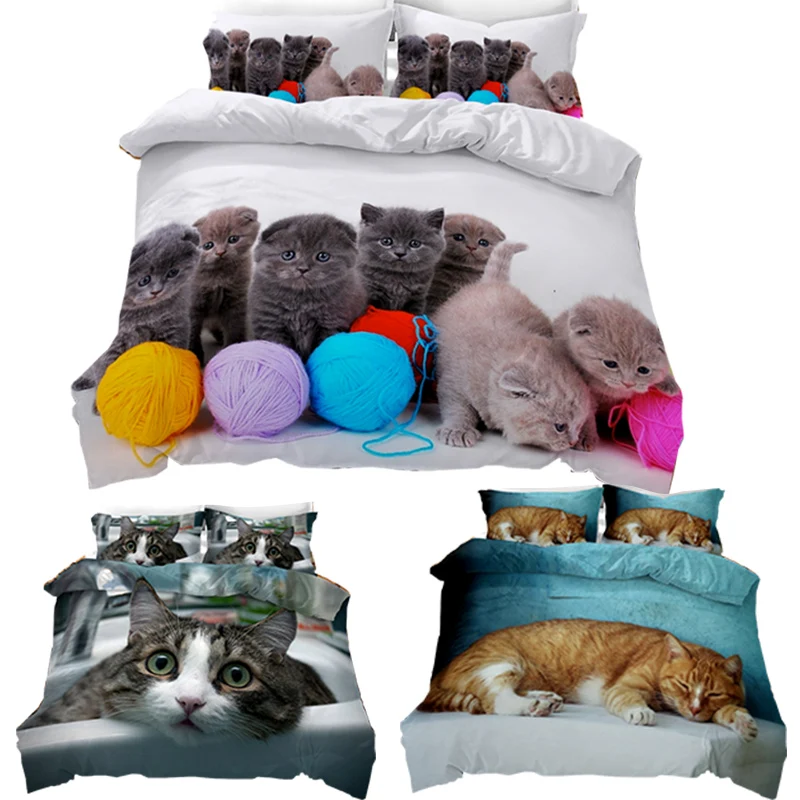 Bedding Set 3D Cat comforter bedding sets Home Bed Line Duvet Cover Set Single Twin Double Full Queen King Kid Room bed sheet