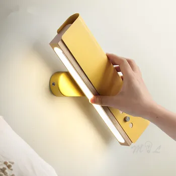 

Round wood rotating lamp + ordinary wall lamp + wall lamp beside the decoration room LED lamp accessory mirror lamp