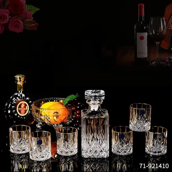 

Whiskey Decanter And Glasses Bar Set, Includes Whisky Decanter And 6 Cocktail Glasses - 7 Piece Set 200829-19
