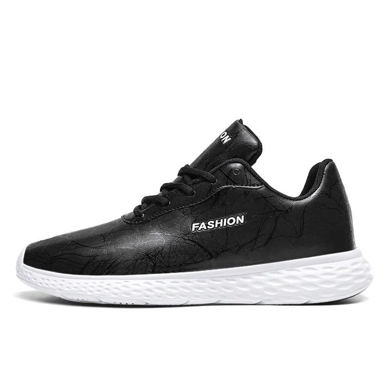 Black White Shoes VESONAL/брендовые качественные повседневные кроссовки из искусственной кожи; Мужская обувь для взрослых; сезон осень; Новинка года; удобная обувь для бега; Jogger - Цвет: Black White Shoes