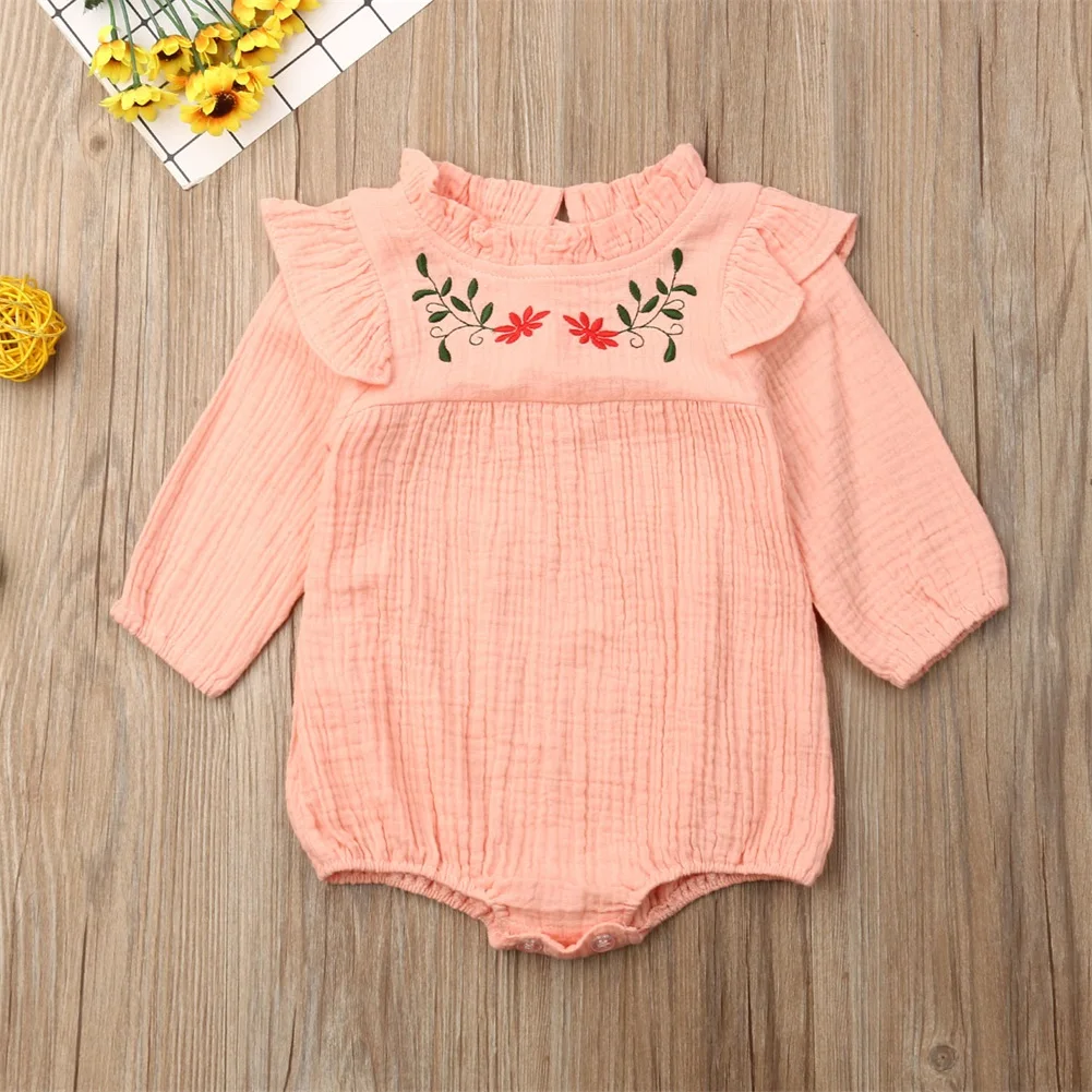 Emmababy/Одежда для новорожденных с длинными рукавами, джинсовый комбинезон для новорожденных девочек, боди, одежда, sunsuit, одежда для детей 0-24