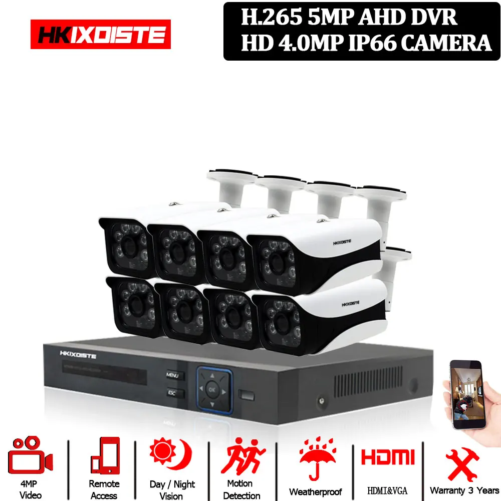 5MP CCTV система 16CH DVR комплект 16 шт. 4MP камера для ночной съемки Металл водонепроницаемый открытый Крытый HD CCTV камера Система дистанционного просмотра - Цвет: 8PCS 4MP Camera