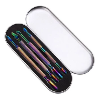 

Rainbow Nail Pusher Colorful Iridescent Nail Pusher Pack of 4 Double Ended Art Cuticle Remover Cleaner Stainless Steel Manicure