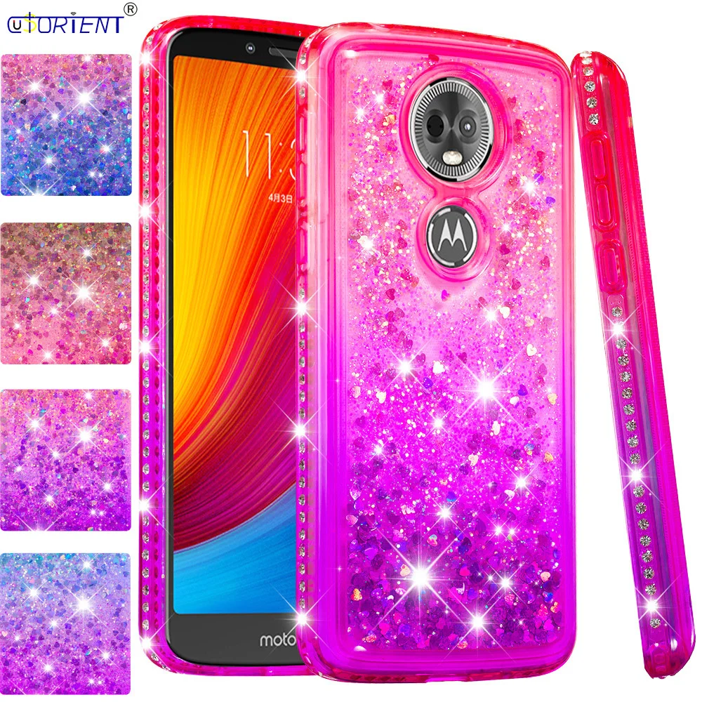 Bling Glitter Case Motorola Moto E5 Plus Back Cover E5 Play Shiny Diamond Dynamic Liquid Quicksand Shockproof Phone Cases Funda
