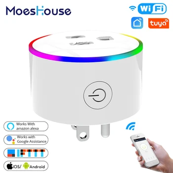 

US WiFi Smart Plug Outlet Wireless Power Socket Smart Life/Tuya App Remote Control Work with Alexa Google Home No Hub Required