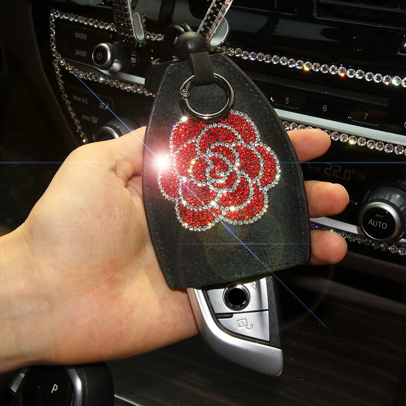 

Crystal Leather Car Key Key Holder Housekeeper Keys Organizer Women Key Covers Zipper Key Case Bag Girl Lady Car Pouch Purse