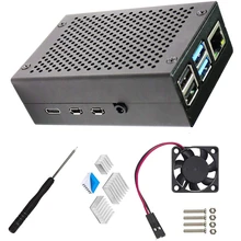 

Raspberry Pi 4 Aluminum Case Pi4 Case With Fan And 4 Pcs Heat-Sinks Raspberry Pi 4B Case With Fan