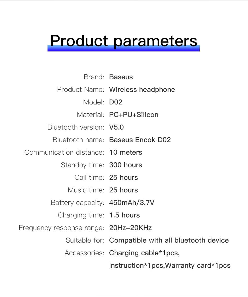 Baseus D02, беспроводные наушники, Bluetooth 5,0, наушники, гарнитура, для ушей, для телефона, iPhone, Xiaomi, huawei, наушники, наушник