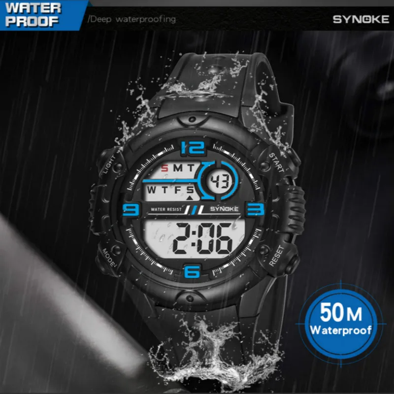 

New Men's Electronic Watch LED Digital 50M Waterproof Sports Watch Wrist Multi-function Outdoor Student Clock Fitness Watch