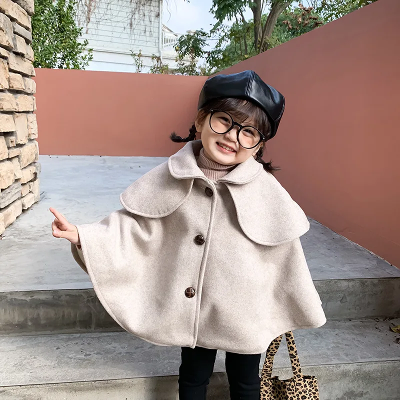 Новинка года; зимнее однотонное пальто в Корейском стиле для маленьких девочек; детское шерстяное плотное теплое пальто с длинными рукавами