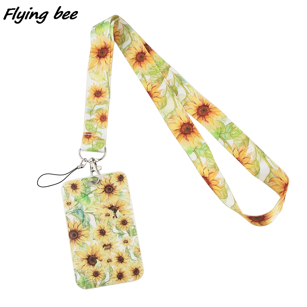 

Flyingbee X1281 Sunflower Creative Lanyard Card Holder Student Hanging Neck Mobile Phone Lanyard Badge Subway Access Card Holder