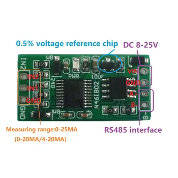 

4-20MA DC 12V 2ch 0-20MA Current Analog Acquisition RS485 Modbus RTU ADC Module for PLC Instrumentation measurement