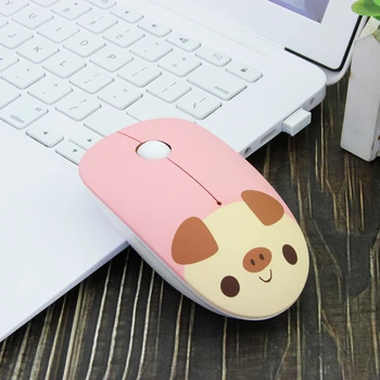 

CHYI 2.4G Wireless Mouse Cute Cartoon USB Optical Computer Office Small Hand Mice 1600 DPI 3 Button Pink Mause For Girl Laptop