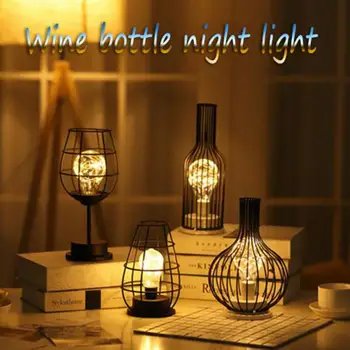 

LED 3D Iron Winebottle Night Light Creative Table Lamp Classic Elegant Desk Lamp for Home Bedroom Livingroom Decoration