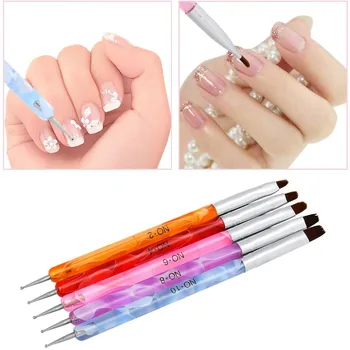 

5 Pcs 2 Way Crystal Dotting Tool Plastic Handle Acrylic Nail Art 2-Ways Brushes Pens Nail Art Pen Nail Painting Nail Pen Tools