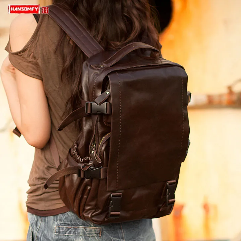 

2019 Original Genuine leather Women backpack female computer shoulder bag ladies travel bags Large capacity school backpacks