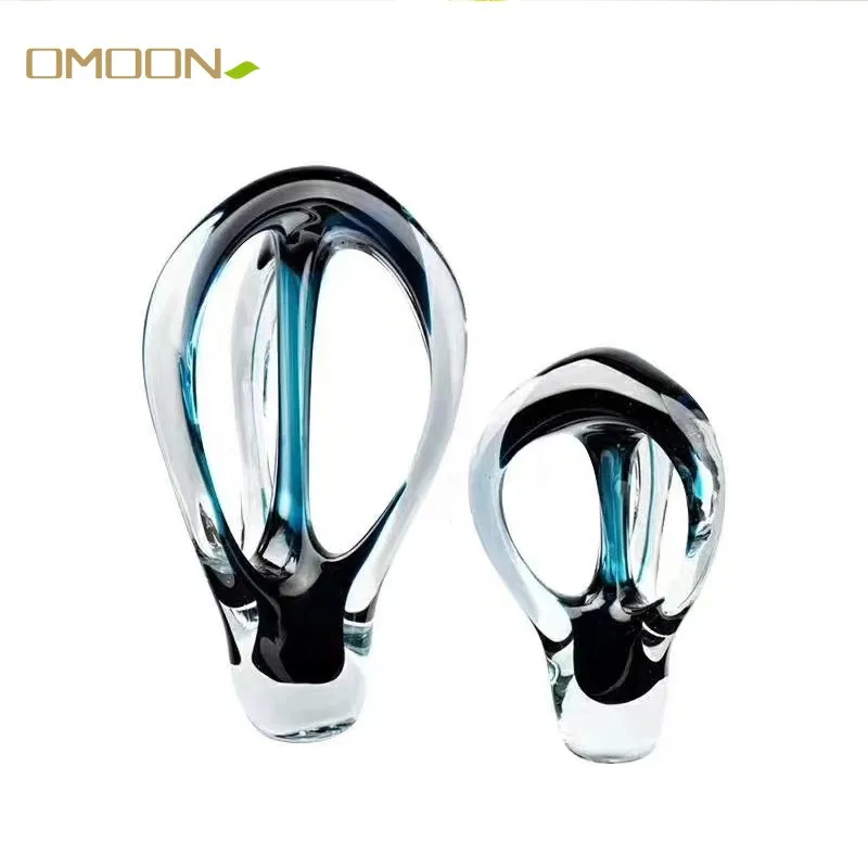 

Modern Simple European Light Luxury Blue Mixed Color Geometric Fluid Glass Ornaments Model House Sales Office Accessorie