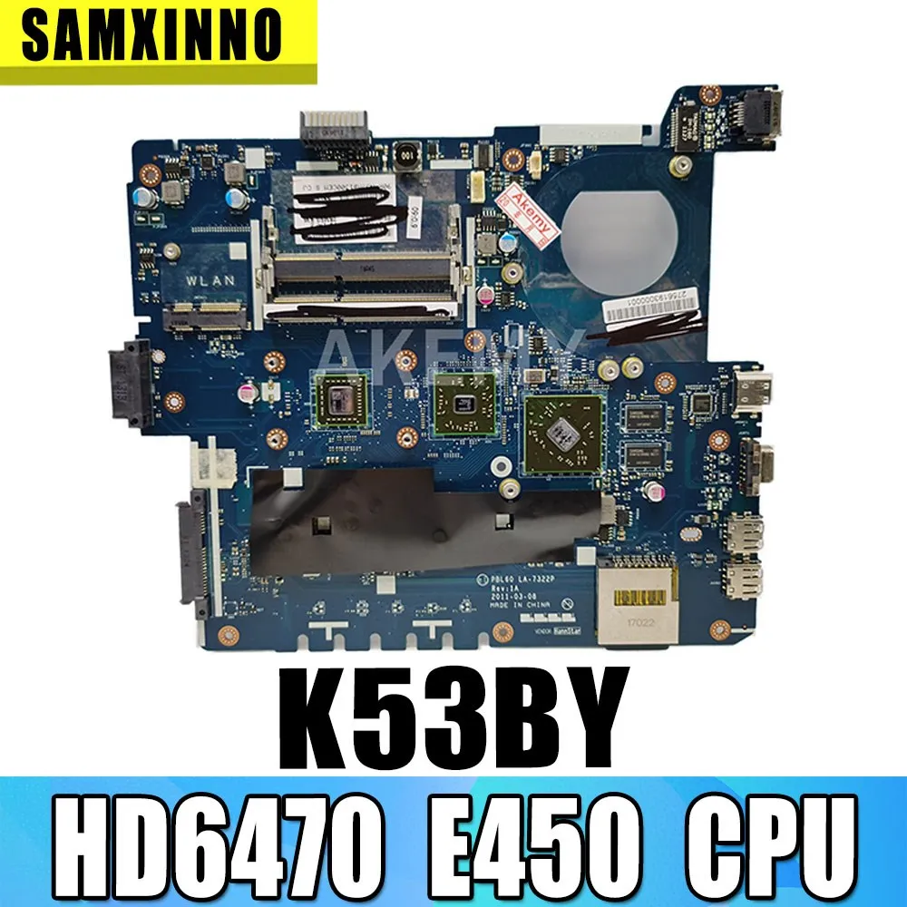 SAMXINNO K53BY материнская плата для ASUS X53B K53BR X53BY LA-7322P ноутбука K53B HD6470 E450 CPU | Компьютеры