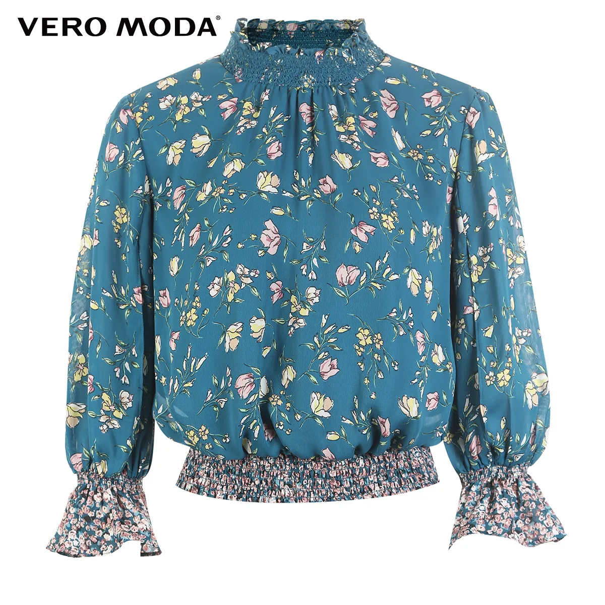 Vero Moda женская шифоновая рубашка с принтом и эластичными рукавами | 319158512
