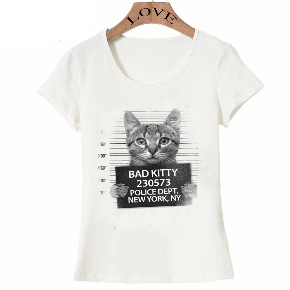 Новейшая летняя мода для женщин с коротким рукавом bad kitty! Футболка принтом Я