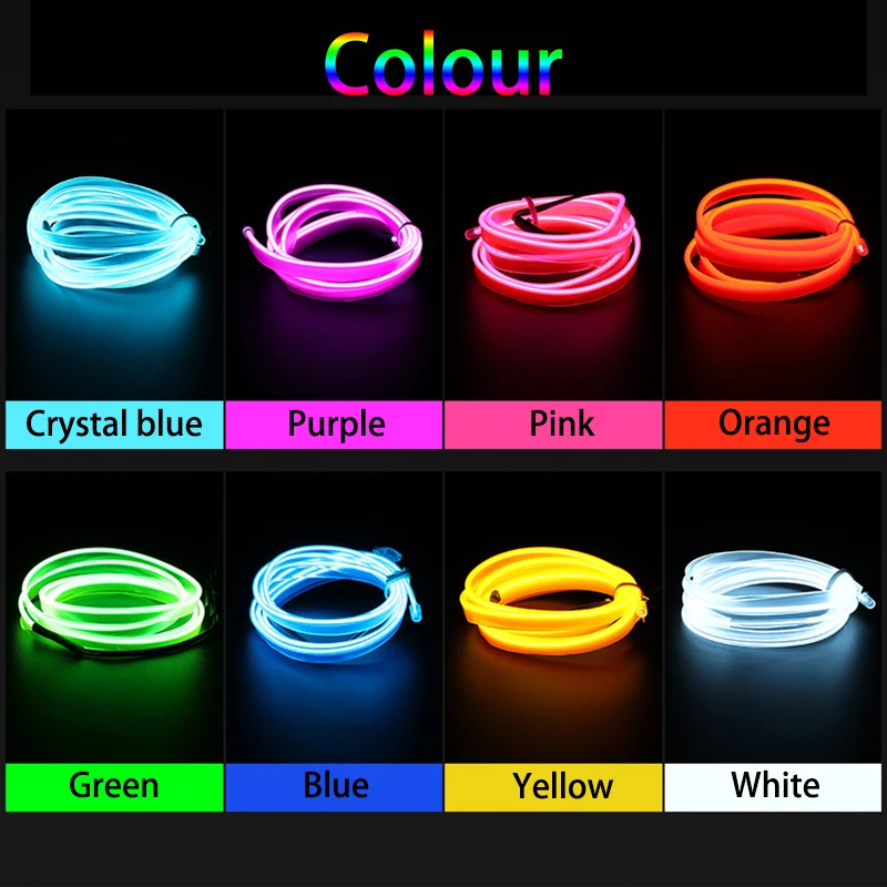 5M Car Interior Lighting Auto LED Strip Decoration Garland Wire Rope Tube Line flexible Neon Light With 12V USB Cigarette Drive