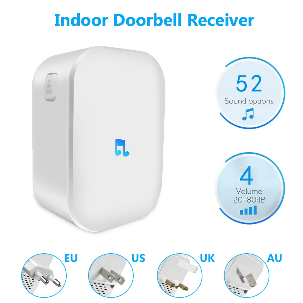Timbre inteligente de 110-220V para interior, receptor de anillo para puerta inalámbrica, WiFi, enchufe de EE. UU./enchufe de la UE/ru/enchufe australiano, muebles
