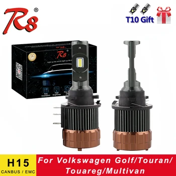 

R8 EMC H15 Headlight Bulb CANBUS LED Lamps 6000K White Day Time Running Light For Golf 6 7 Sportsvan Touran Multivan T5