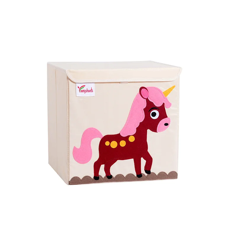 3D мультфильм животных вышивка складной ящик для хранения мыть ткань Оксфорд шкаф сумка для хранения детские игрушки Органайзер 33*33*33 см ящики - Цвет: 17