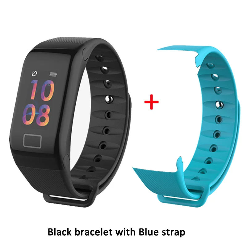black add blue Greentiger F1 Plus смарт-браслет кровяное давление водонепроницаемый цветной экран Спортивный умный Браслет монитор сердечного ритма умный Браслет - Цвет: black add blue