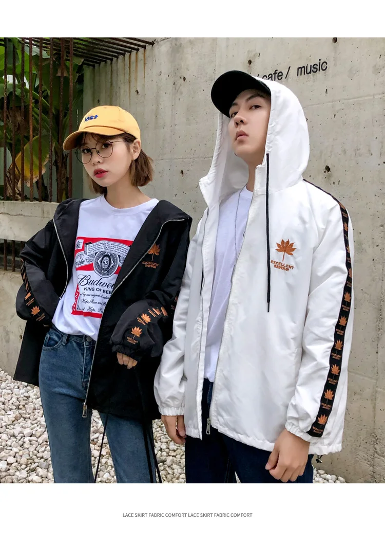 Spring And Autumn New Style Korean-style Students Embroidered Hooded Coat Couple Clothes Loose-Fit Versatile Baseball Unifo