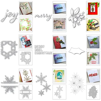 

2020 New Merry Christmas Words Metal Cutting Dies Background Tree and Leaves Dies Scrapbooking For Crafts Card Making No Stamps