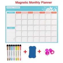 

Magneticv Whiteboard Weekly & Monthly Calendar Planner Refrigerator Stickers Dry Erase Marker Board Drawing Message Memo