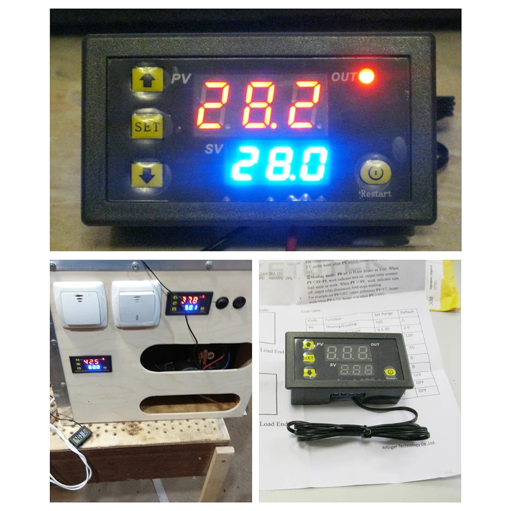 Портативный W3230 12VDC/24VDC/110-220VAC цифровой регулятор температуры светодиодный дисплей термостата регулятор-55 °C-120 °C