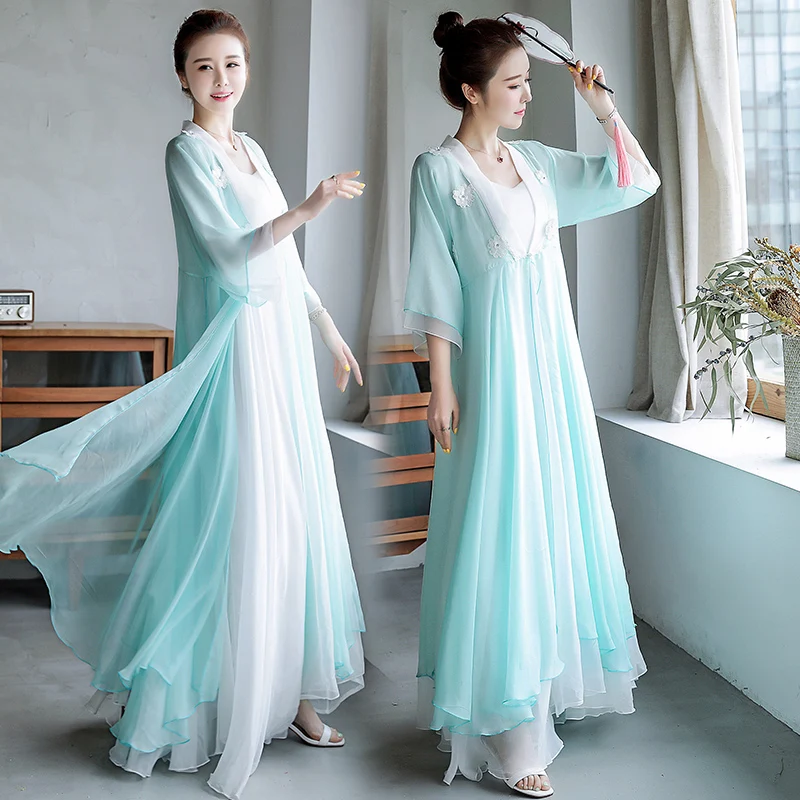 Китайское платье vestidos женское шифоновое платье cheongsam qipao Zen медитация чайное платье одежда винтажное повседневное ретро