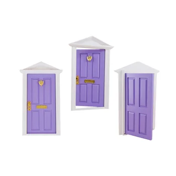 

Creative Wooden Steepletop Door 1:12 Dolls House Miniature Door DIY Painted Christmas Dolls Accessories Decoration Metal Knocker