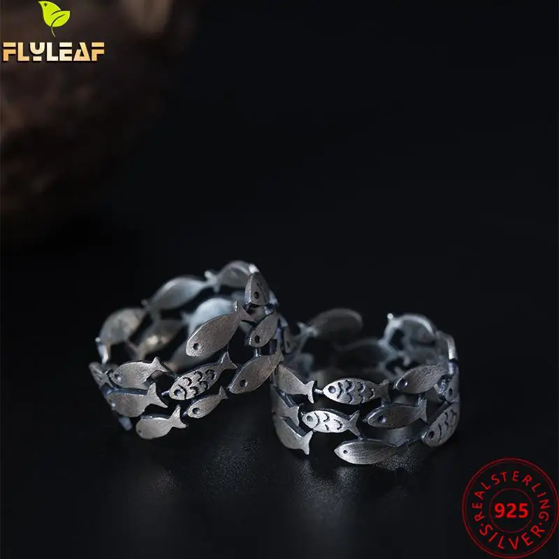 

Retro Thai Silver School Of Fish Ring For Women 925 Sterling Silver Chinese Retro Style Handmade Female Vintage Jewelry