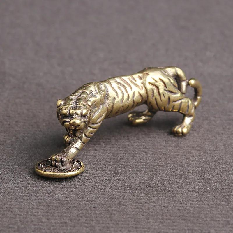 Brass Zodiac Tiger Animal Pendant Ornament Chinese Zodiac Desk DecoratiZCGA 