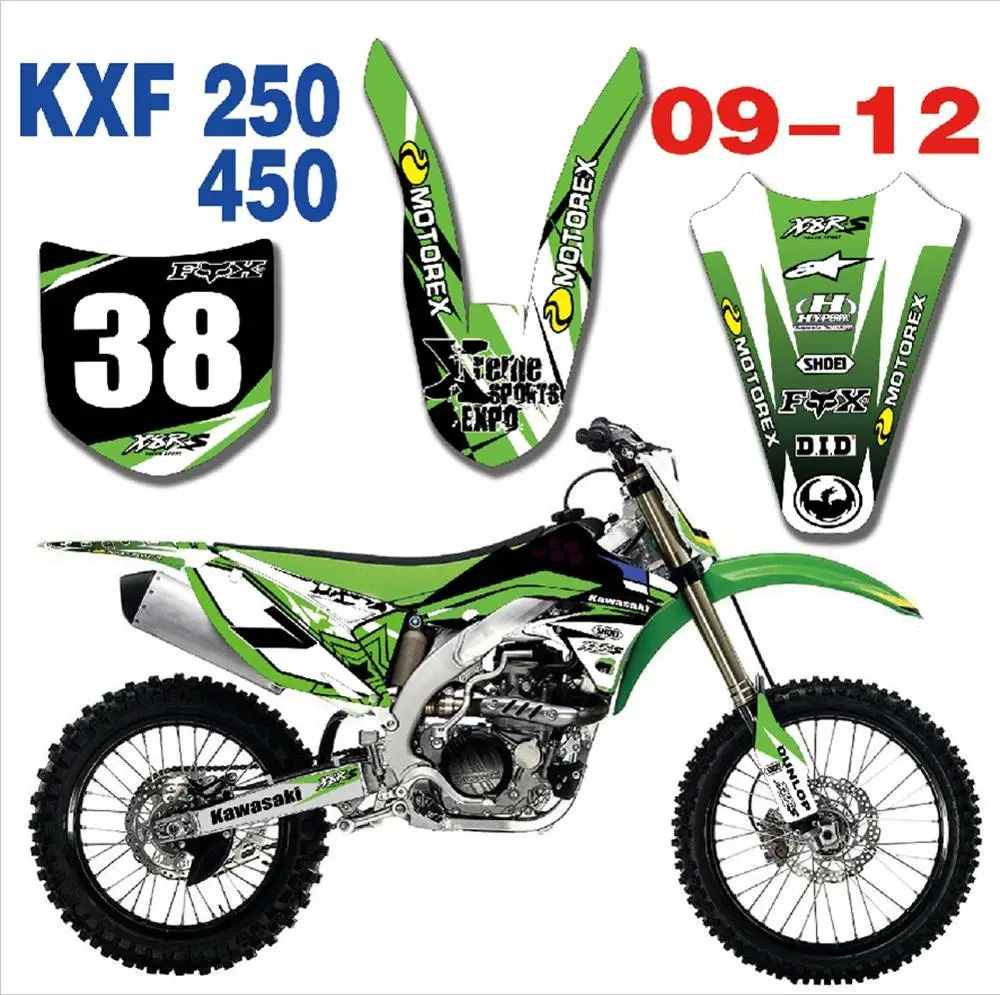Графические наклейки для мотоциклов Kawasaki KX250F KXF250 2009 2010 2011 2012 KXF 250 KX 250F KXF450