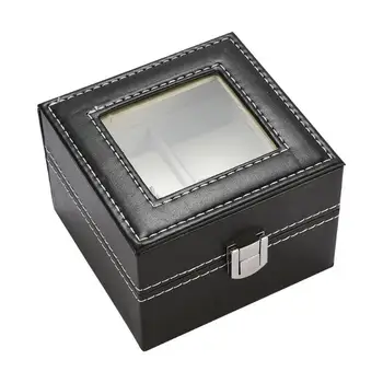 

2 Slots Square Watch Box Leather Watch Box Clock Storage Case For Expensive Watch Display