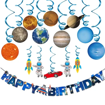 

Outer Space Solar System Themed Swirl Party Supplies For Kids Whirls Home Happy Birthday Banner Baby Shower Bunting Universe