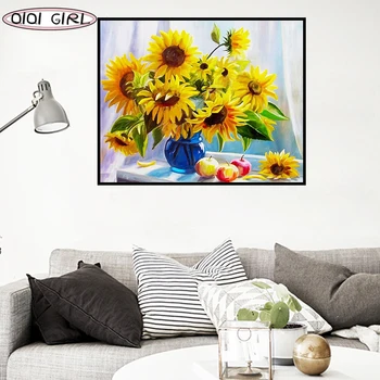 

Sunflowers Diamond Embroidery Full Square Cross Stitch DIY Rhinestones Diamond Painting Flower Bead Picture Kits Gift Decor