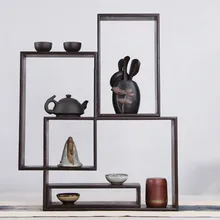 Современной плотной древесины черный Полки Полка минималистский декор чайный набор стеллажи деревянный магазин домашняя организация и стеллаж для хранения