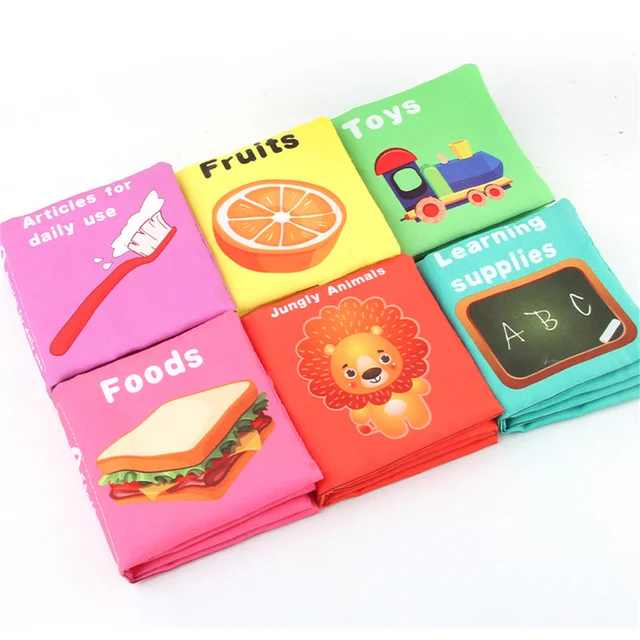 6Pcs Baby Cloth Book Intelligence Develop Soft Learning Cognize Reading Books Early Educational Toys Quiet Readings 0-12 Months NO3040 6Pcs