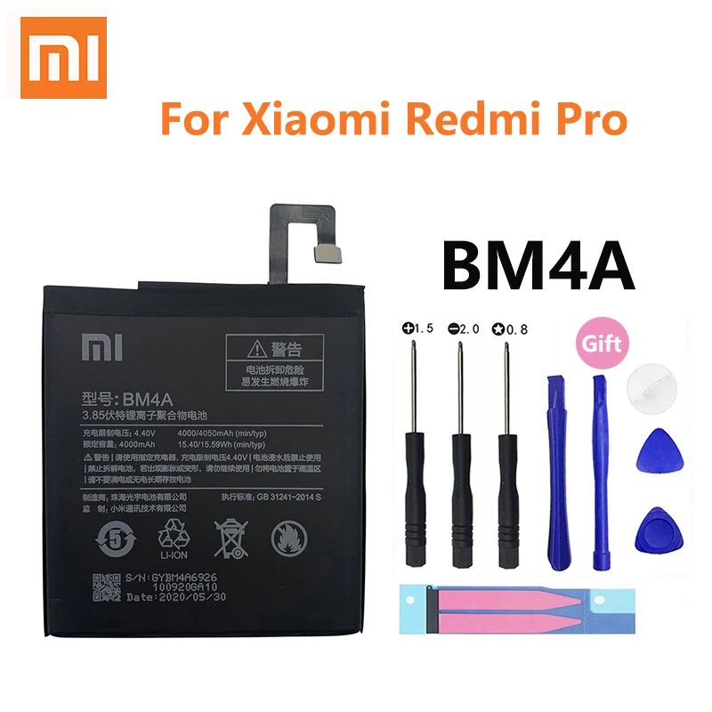100% оригинал Xiao Mi батарея для телефона BM4A Xiaomi Hongmi Redmi Pro RedmiPro 4000 мАч сменные батареи