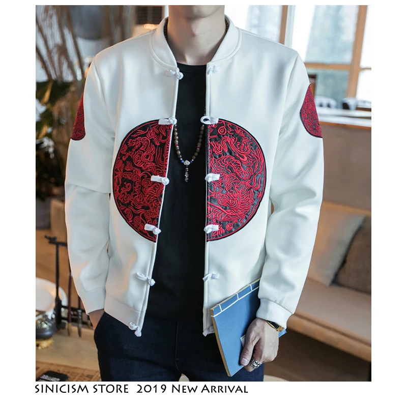 Sinicism Store мужские винтажные куртки с вышивкой осень 2020 свободные 5XL уличная одежда