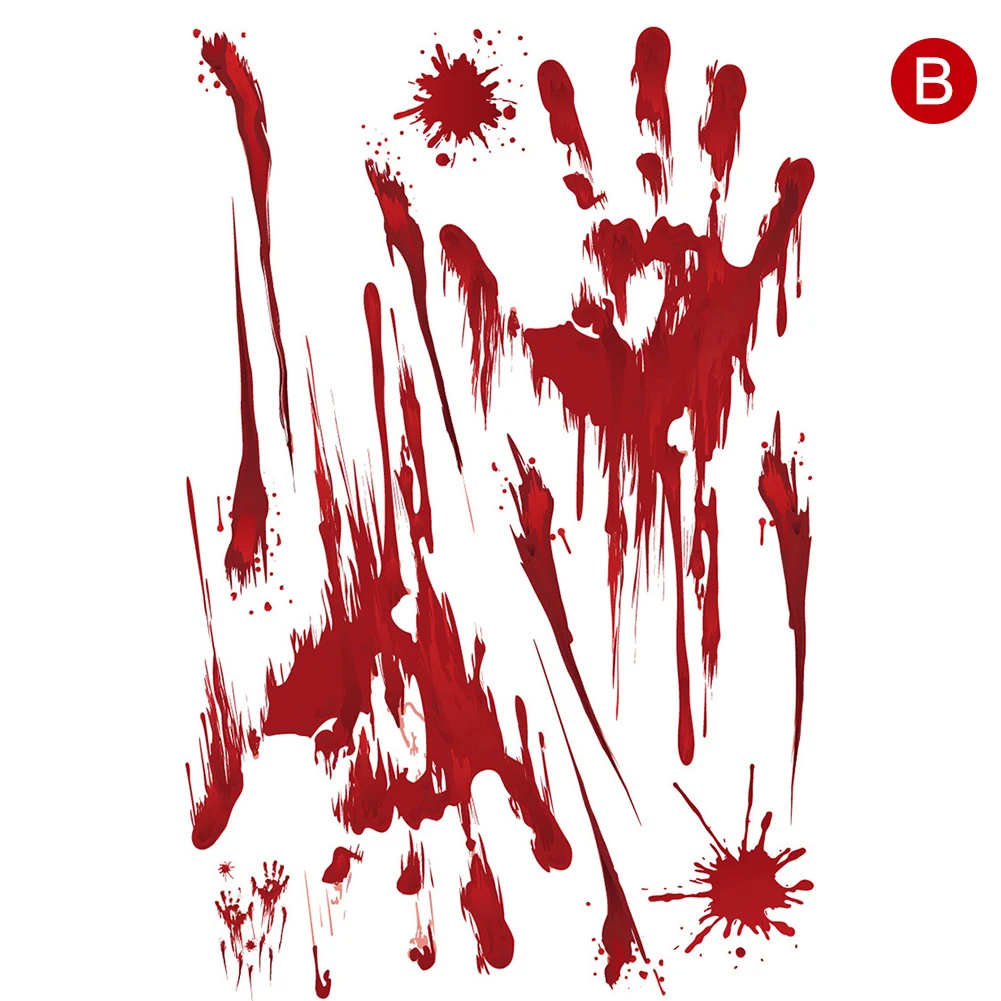 Halloween Sticker Horror Bloody Handprints Footprints Stickers Window Floor Party Decorations Supplies DAG-ship | Дом и сад