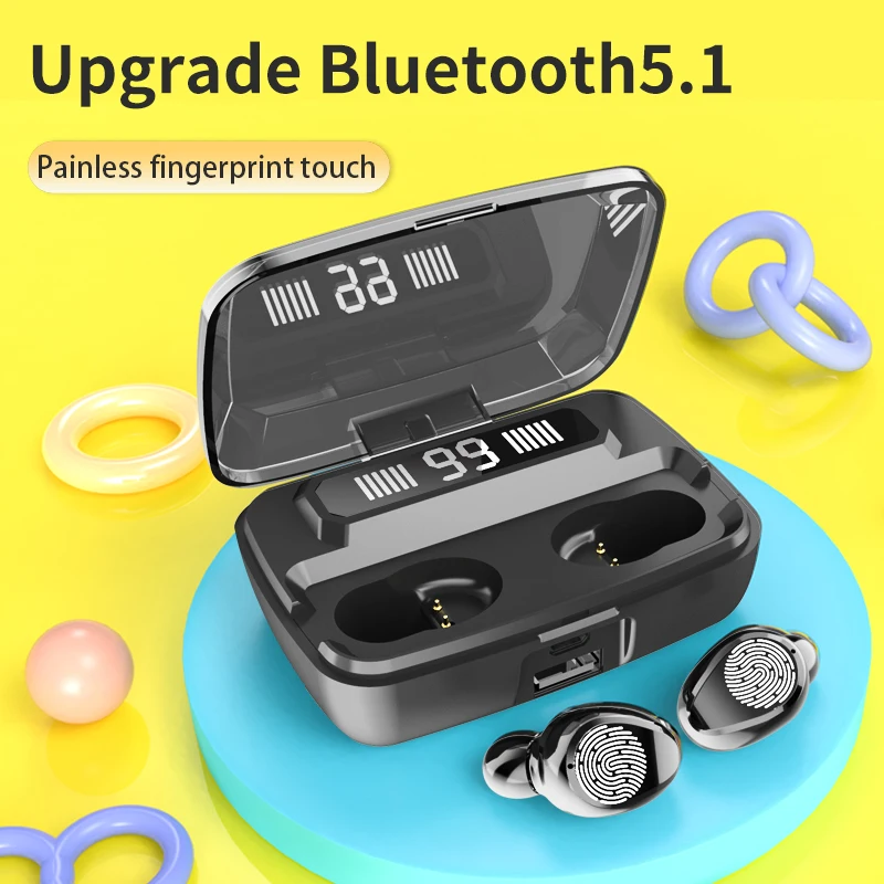 TWS Bluetooth5 0 Wireless Headphones Earphone HiFi IPX7 3300MAH Charging Box Waterproof Earbuds Touch Control Headset For Phone